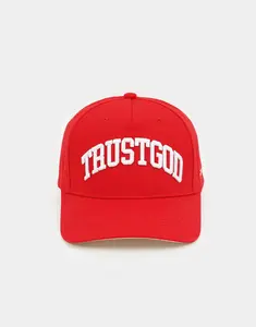 Premium Cotton "Trust God" Athletic Baseball Hat - Red, Sporty Hats