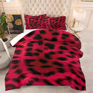 2/3 Piece Wild Animal Fur Printed Comforter Set, Leopard Print Pattern Bedding Set, High-End and Luxurious Suitable for Bedroom Decoration, Soft and Comfortable, Skin Friendly, Including 1 Quilt and 1/2 Pillowcase (Non plush bedding)