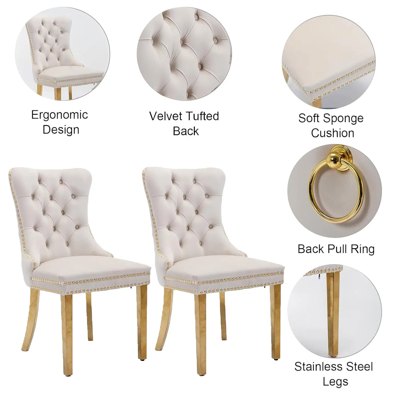 Dining Table Set for 6,Kitchen Table Chairs Set of 6,Modern Rectangular Dining Room Set 63" White Tempered Glass Top with Adjustable Stainless Steel Base,Velvet Upholstered Chairs,Golden Stainless Steel Plating Legs,Suitable for Dining Room,Office,Kitchen Dining Table Set for 6,Kitchen Table Chairs Set of 6,Modern Rectangular Dining Room Set 63" White Tempered Glass Top with Adjustable Stainless Steel Base,Velvet Upholstered Chairs,Golden Stainless Steel Plating Legs,Suitable for Dining Room,Office,Kitchen
