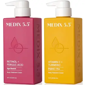 5.5 Retinol Body Cream + Vitamin C Lotion Anti Aging Wrinkles,Sagging Skin,Crepey Skin,Vitamin C Cream Brightens & Hydrates Dry Skin,Bundle(Body Butter),2 items,1.8 pounds Cosmetic