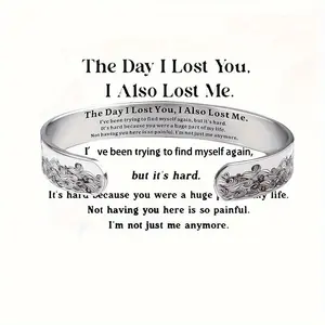 THE DAY I LOST YOU, I ALSO LOST ME Adjustable C-shaped Open Bracelet, Commemorative Jewelry, Anniversary Animal Lovers Gift