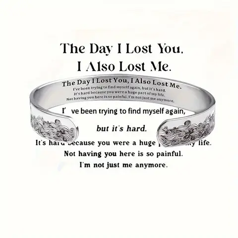 THE DAY I LOST YOU, I ALSO LOST ME Adjustable C-shaped Open Bracelet, Commemorative Jewelry, Anniversary Animal Lovers Gift