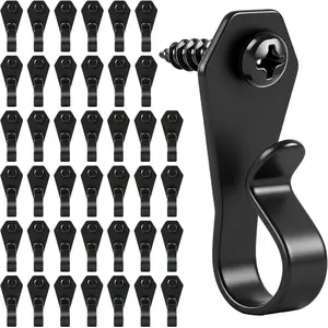 40 Pack String Light Hanger Hooks, Stainless Steel Light Clips Black, Outdoor Screw Hooks Rope Light Clips for  Christmas Light, , Party Light Wire and Led Fairy Led Light Clips