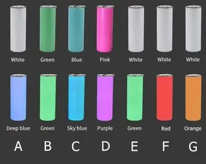 20oz Tumblers Glow in the Dark Blank White Red Coral Blue Green or Pink Stainless Sublimation Tumbler W/Straw, lid & Box Drinkware Flasks Beverage Portable Water Bottles