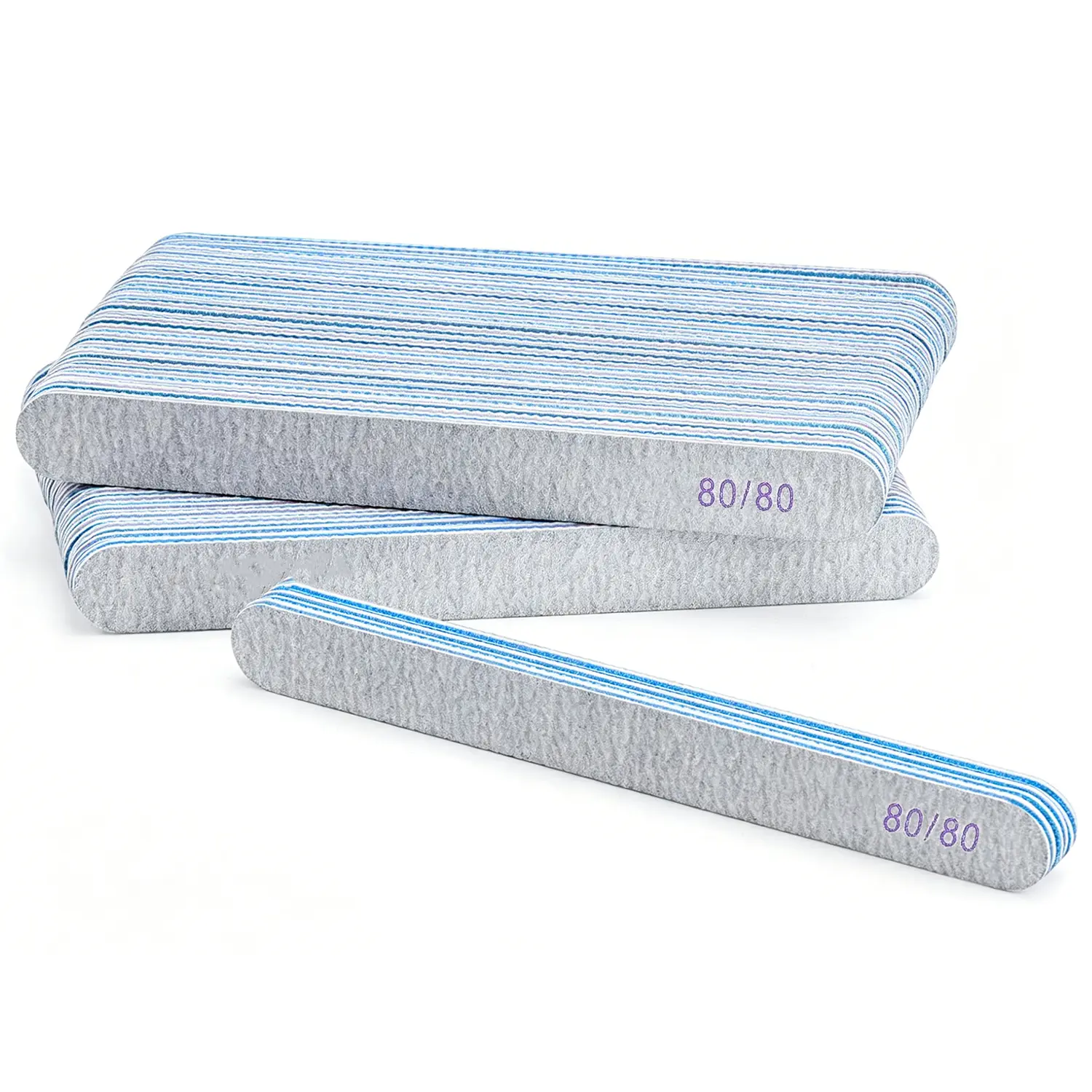 50 Pcs Nail File, Emery Board Nail Files for Acrylic Nails and Natural Nails, 100/180（80/80 Optional）Grit Double Sided Fingernail File Gel Nail Professional Reusable Washable Manicure Pedicure Kit Set Gray