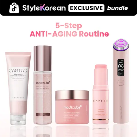 [StyleKorean] Age-Defying Glow Set | KAHI Multi Balm, Medicube Collagen Jelly Cream, PDRN Mist Serum, Age R Booster Pro, SKIN1004 Cleansing Foam | Wrinkle Care, Elasticity, Lasting Radiance | Halloween, Holiday Gift, Black Friday, Deals