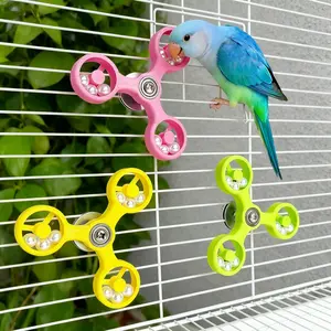1PC 360° Three-pronged Pearl Spinning Parrot Windmill Bird Toy for Stress Relief and Self-Entertainment, Fun and Educational Bird Toy with Biting Beads Birdcage Decoration Birdcage Accessory Suitable for Birds in All Seasons