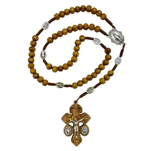 Rosary/Pardon Crucifix with Miraculous Medals/Saint Benedict and Wooden Beads