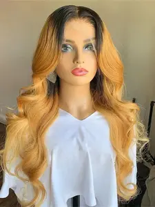 Soft No Glue Pre-Bleached 26 Inch Long 180% Density Daily Gradient Big Curl Wave Hair, Full Lace High Temperature Resistant Wig, Lace Glueless Wig