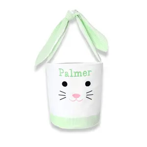 Easter Bunny Basket - Green Color, Simple Design, Ideal for Easter Decor, Versatile Storage Solution