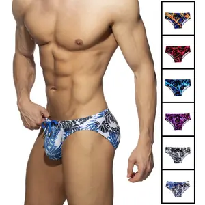 Men's Low Waist Tie Swim Trunks European American Style Printed Beach Shorts with Anti-See-Through Lining Customizable Fit & High-Definition Printing
