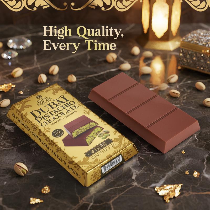 Dubai Chocolate Bar Pistachio 3.5 Oz, Milk Chocolate Knafeh, Perfectly Portioned Packaging Dubai Chocolate, Premium Kunafa Chocolate Bars |