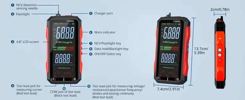 Fully Automatic True RMS (TRMS) 6000 Count Digital Voltmeter - A reliable voltage tester suitable for home, automotive, and industrial applications; a professional electrical tool.