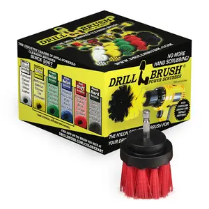 2in Red Brush - High Stiffness - Long Bristles - Outdoor Spot Cleaning | 2in-L-R-QC-DB