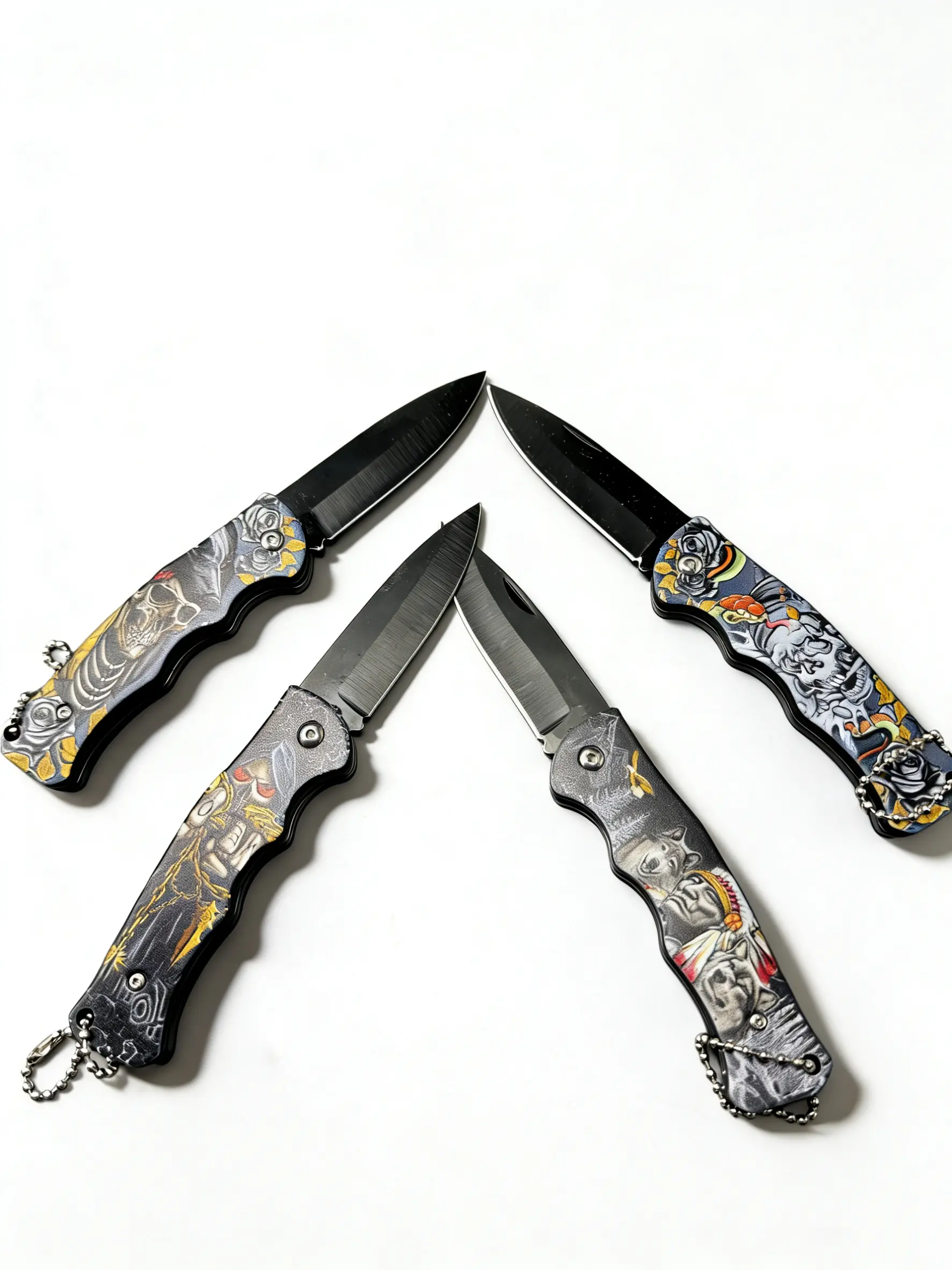 EDC Folding Knife Set with Stainless Steel Blades and Non-Slip Grips for Outdoor Enthusiasts, Ideal for Camping, Peeling, and Bushcrafting, Fighting, Whittling