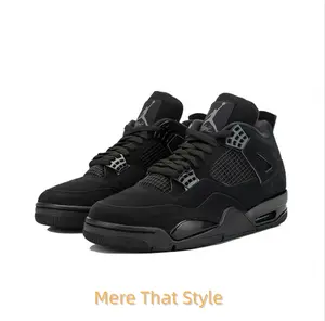 Retro Mid-Top Basketball Shoes in All-Black Suede Upper with Mesh Side Wings and Black Midsole