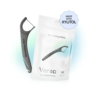 Versa Braces Floss Picks by Thebentist, with Rubber Band Hook, Mint Flavored, Xylitol Protection Boost, and Tongue Scraper