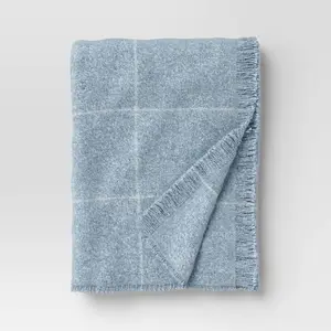 Windowpane Boucle Throw Blanket Blue/Cream - Threshold
