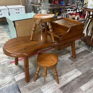 OLD WOOD COBBLERS BENCH & TWO STOOLS