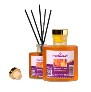 Freshwaves Autumn Glow Reed Diffuser 150ml - Warm Spices Amber & Woody Notes for Cozy Fall Aroma