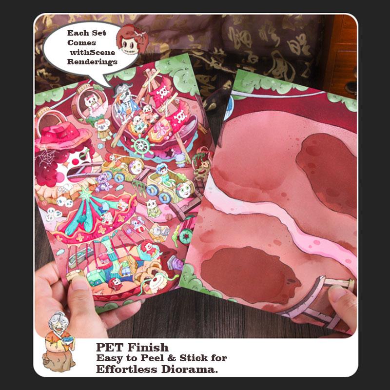 Dark Carnival Series – 3D Scene Sticker Kit,DIY Surreal Diorama for Room Decor & Display,Dark Fantasy Gift for Alt & Horror Aesthetic Lovers,PET Sticker Set