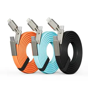 240W USB C to USB C Cable with Lightning Adapter, 2-in-1 Fast Charging Cable, Liquid Silicone Flat Tangle-Free Charger Cord, 480Mbps Data Sync Cable for iPhone 17/16/15, Samsung, iPad, MacBook