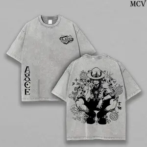 ACE x One Piece Vintage Tee – Anime Double Printed Oversize Lightweight Acid Washed Tee, Graphic Tee, Anime Merch, Outfits Men