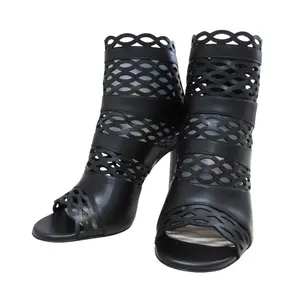 Pre-owned Dior Calfskin Small Leather Goods Christian TATTOO Cutwork Leather Bootie Sandals