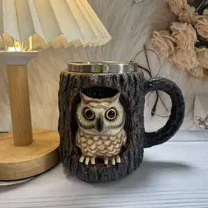 Viral 3D Owl Mug - Tree Trunk Shaped Coffee Cup, Creative Funny Gift for Nature & Animal Lovers