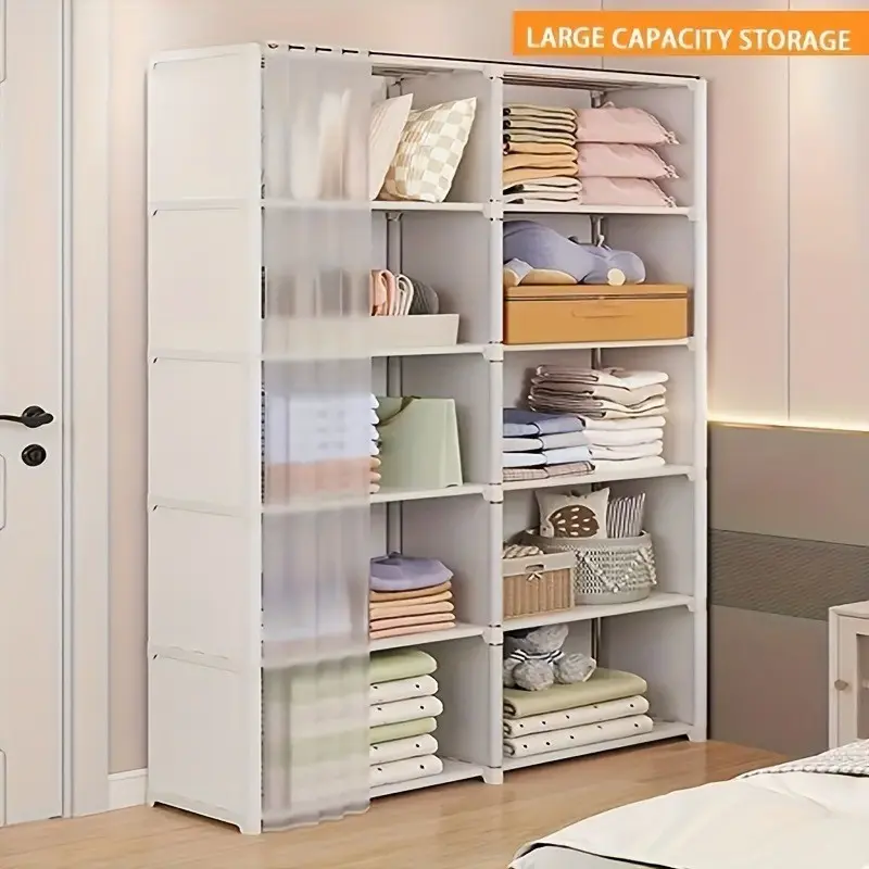 Modern Bedroom Closet Storage Box, Durable Organizer with Dust Cover, Independent Shelving Unit for Accessories, Contemporary Indoor Storage Home Solution