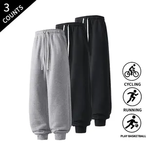 3-Pack Men’s Slim Fit Joggers, Solid Color, Elastic Cuffs, Comfortable Sweatpants for Casual Everyday Wear