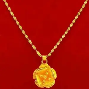 Gold-plated Brass Pendant Necklace For Women, Water Wave Textured Collarbone Chain