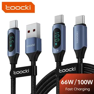 66w 6a USB-A to USB-C Charging Cable, Pd100w 5a Fast Charge, Digital Display Led, Compatible with Xiaomi, Oppo, Vivo, Samsung