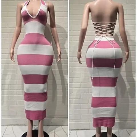 Ella dress  Striped Halter neck 2944