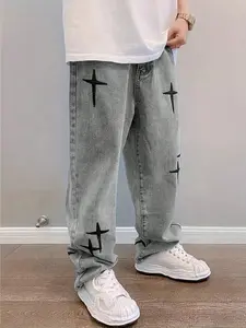 Men's Fashionable Loose Straight Star Casual Jeans for Men, Men's Jeans, Fashion Jeans,  Men's Clothing Menswear Denim Pants