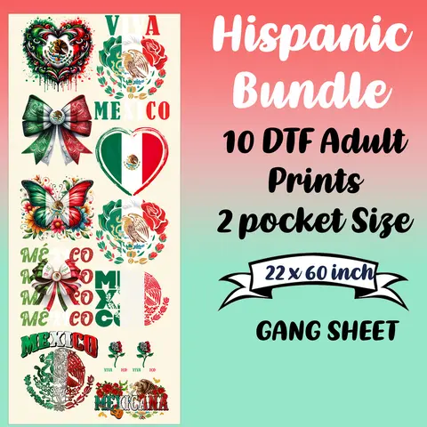 Hispanic 2025 DTF Bundle Sheet Ready To Press Transfers