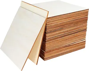 50 Pieces 6x6 Inch Wood Squares Unfinished Basswood Plywood Wooden Sheets 1/8 inch Thick Blank Wood Squares for Crafts Painting Scrabble Tiles Mini House Building Wooden Plate Architectural Model
