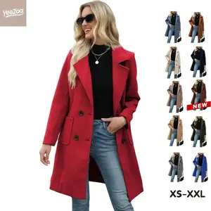 Women? Wool Blend Coat with Notched Lapel, Mid-Length Single-Breasted Pea Coat Jacket – Outwear, 2025 TikTok Shop Black Friday Fall/Winter Outfit