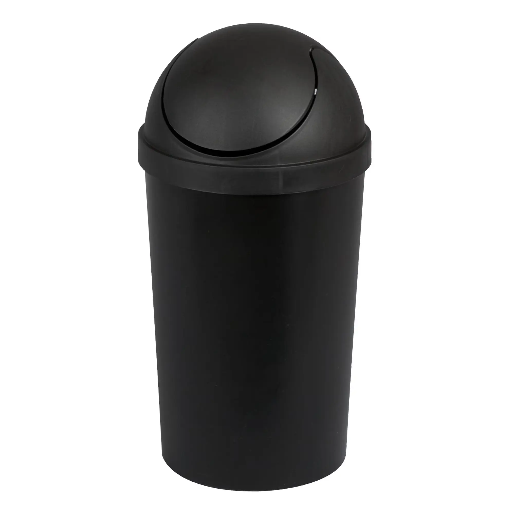 3 Gallon Round Swing Top Wastebasket with Lid, Black Plastic Trash Can for Bathroom, Bedroom, Office and Small Spaces