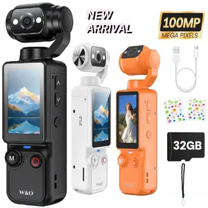 W&O Mother's Day Gift Pocket Vlogging Camera, 2.5K Ultra HD Camcorder with 180° Rotatable Lens, Handheld Stabilizer & USB Rechargeable Design, Portable Video Recorder for Travel Daily Life Vlogging