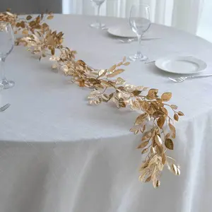 Artificial Magnolia Leaf Table Garland 6ft Metallic Gold - Easy to Use & Style DIY Craft Hanging Vine Wreath