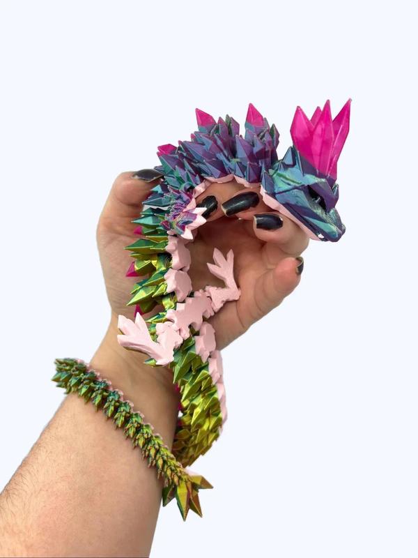 Rainbow Dream Crystal Dragon - Articulated 3d Print,  Fun Fantasy Dragon figurine great gift