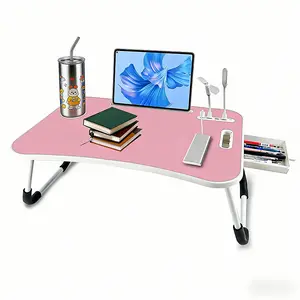 Laptop Bed Desk, Portable Foldable Laptop Table, Lap Desk Tray Table with 4 USB Ports, Storage Drawer and Cup Holder, for Bed/Couch Working, Reading