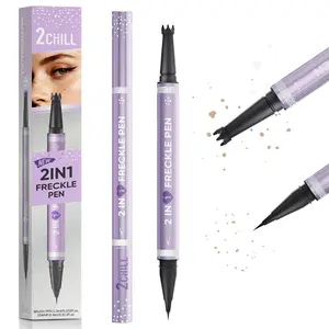 2CHILL 2-in-1 Dual Ended Microblading Freckle Pen & Freckle Stamp,Waterproof Microblading Freckle Maker with Precision Tip for Natural Freckle Makeup, Brows, Eyeliner, Last 24Hrs