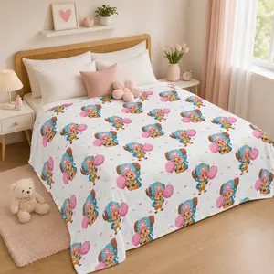 One Piece Chopper Cotton Candy Flannel Blanket Ultra Soft Cozy Plush Throw Blanket Funny Anime Digital Print Lightweight Bedding Blanket for Bed Sofa Couch Bedroom Living Room Office Travel Outdoor Birthday Gift for Fans