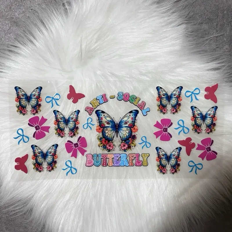 UV DTF Wrap- Anti-Social Butterfly, Colorful