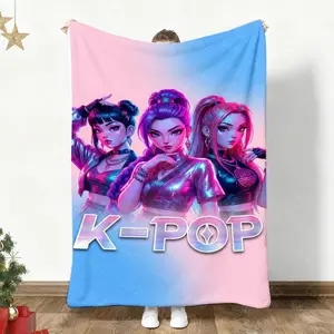 1 piece of K-Pop girl group style printed flannel blanket, Korean wave throw blanket, suitable for sofas, beds or sofa decoration, suitable for all seasons, sofa blanket, gift for K-Pop fans， soft elastic breathable cooling warm blankets