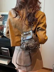 Vintage British Style Mini Motorcycle Travel Backpack, Multi-Pocket Shoulder Bag for Students, Retro Waste Land Wind Design