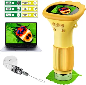 HANGWEITE Kids Microscope Pocket Microscope 1000X Portable Microscope for Kids 2'' Digital Mini with Photo and Video Features Over 3 Years Old