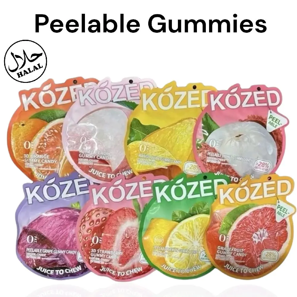 Kozed Peelable Gummy Candy – 7 Flavors , Fun Fruity Roll Party